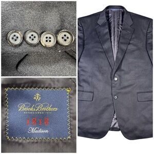 Brooks Brothers 44R 1818 Madison Loro Piana 100% Cashmere Black Blazer